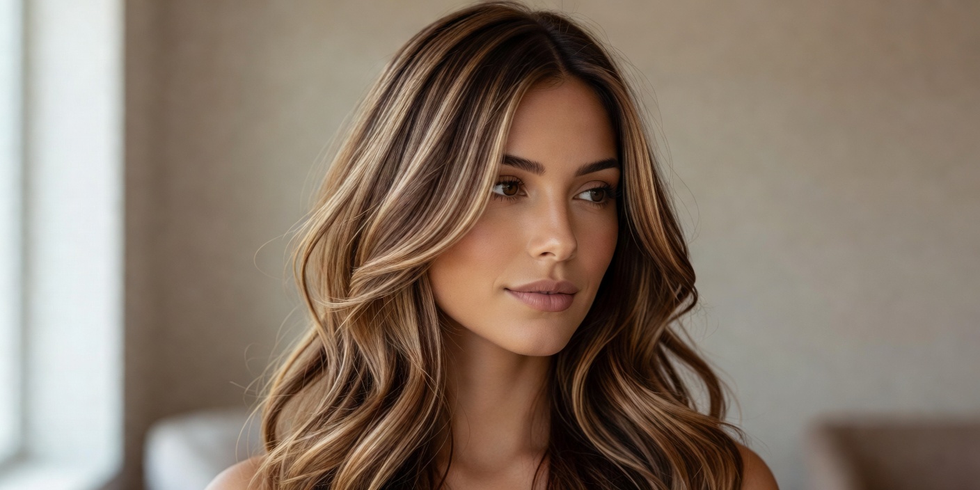 Dimensional highlighted hair with a natural-looking balayage finish