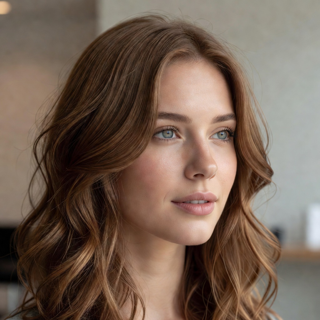 Finished hairstyle with natural hair texture after professional salon styling