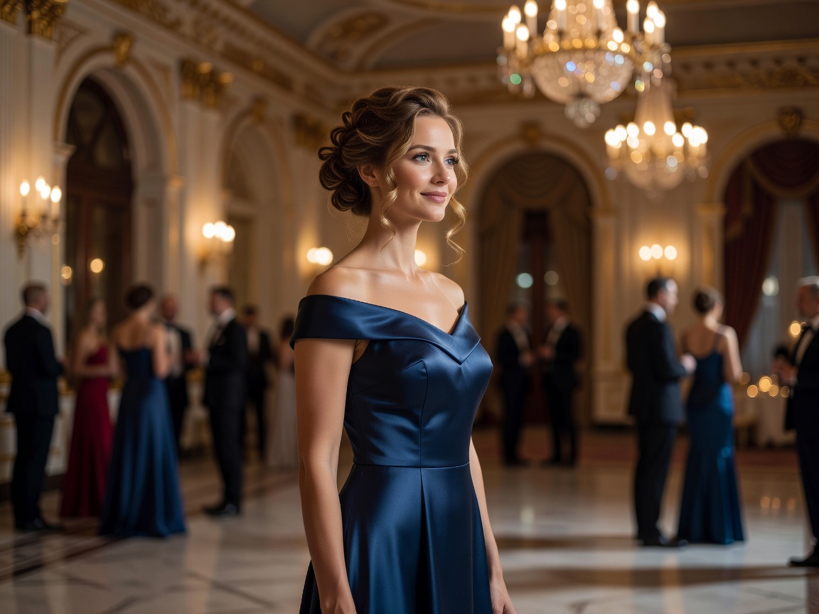 Woman with an elegant upstyle hairstyle suitable for a formal occasion